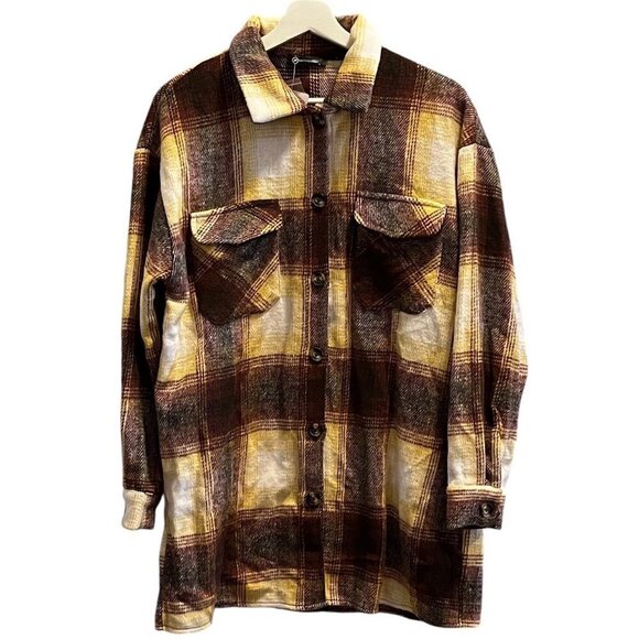 Prettygarden Womens Long Sleeve Plaid Shacket Jacket With Button Front Pockets L - Picture 11 of 11